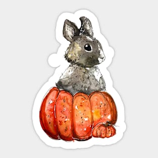 Grey Pumpkin Bunny Sticker